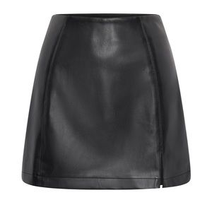 Saylor A Line Faux Leather Mini Skirt - Black